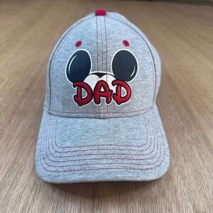 Disney Mickey Mouse Dad Hat Gray Red Stitching Adjustable Baseball Cap